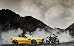 Mercedes-Benz SLK 55 AMG and Ducati Streetfighter 848